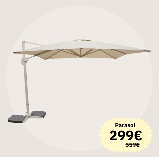 Sombrilla colgante Ellen 3x3 m - Gris-blanco